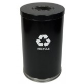 WITT Emoti-Can Indoor Steel Recycling Receptacle w/ 7” Round Slot - 18” diameter, Black